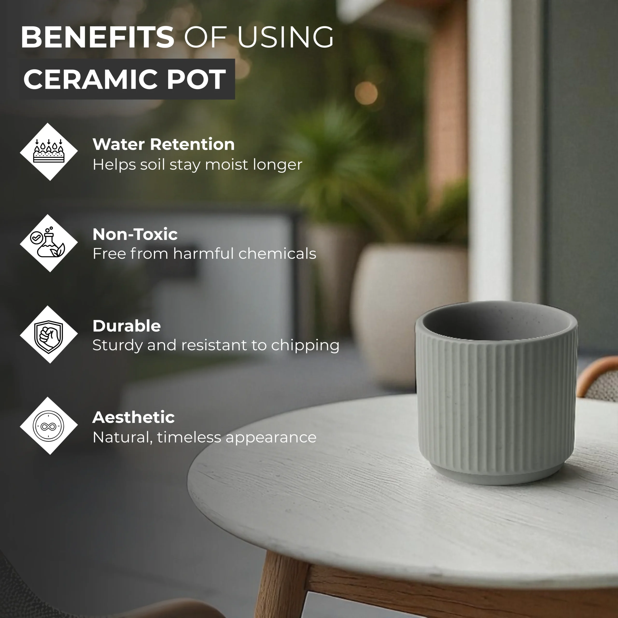 Benefits of grey ceramic-plant pot
