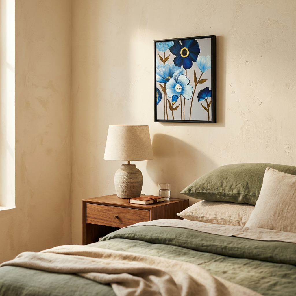 Azure Serenity Framed Original Oil Painting Bedroom