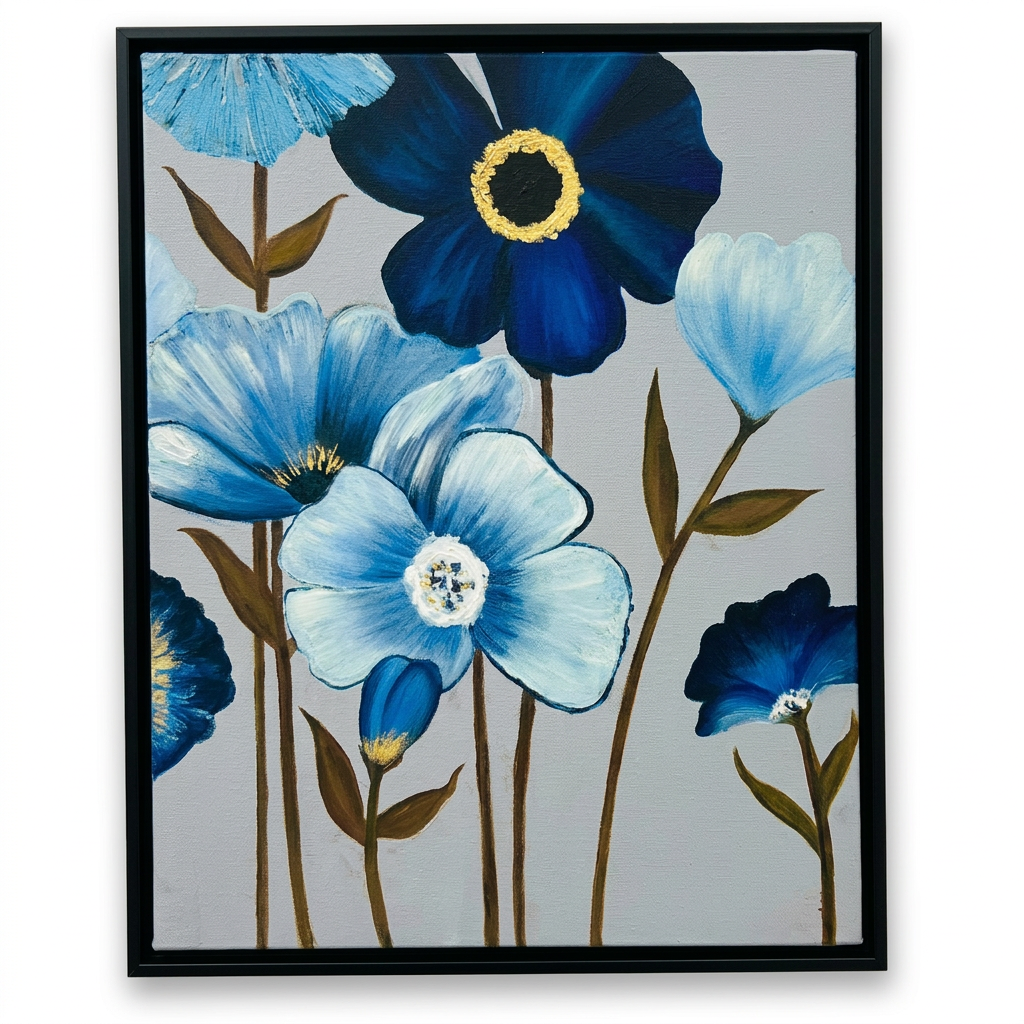 Azure Serenity Framed Original Oil Painting