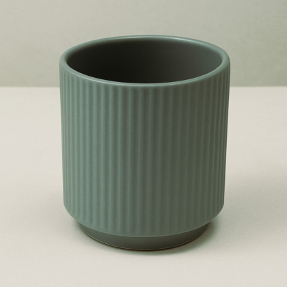 Premium Green Ribbed Ceramic Plant Pot