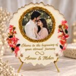 Custom resin photo plaque with personalized name detailing