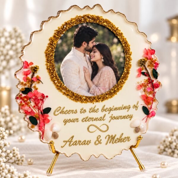 Wedding resin keepsake personalized with custom names and photo