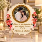 Personalized couple gift resin keepsake with custom name plaque