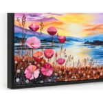 Angled view of Sunset Bloom framed oil landscape painting