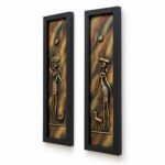 Right-side angled view of the tribal women 3D relief wall art set