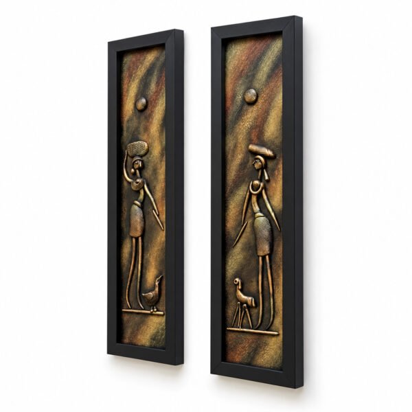 Right-side angled view of the tribal women 3D relief wall art set