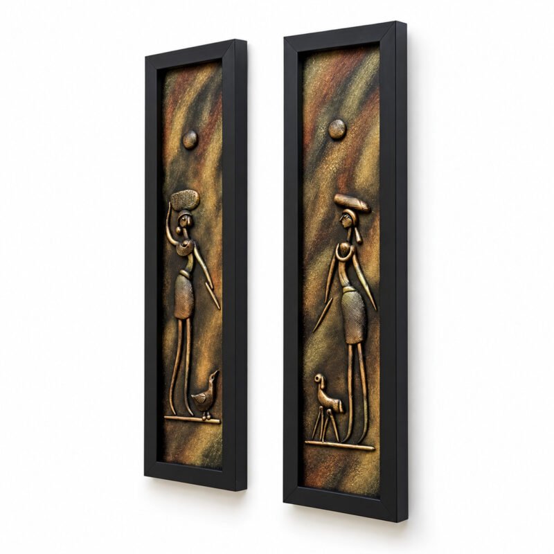 Right-side angled view of the tribal women 3D relief wall art set