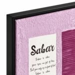 Close-up of black floating frame corner on Sabar textured canvas wall art